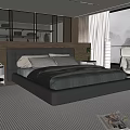 Modern Bedroom Interior Design With Large Bed Nightstand Accent Chair And Floor Lamp