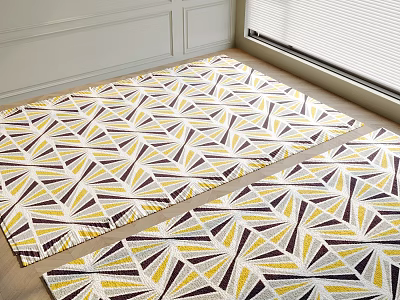 Stylish Square Rugs With Geometric Patterns For Living Room Interior 3d model