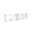 Sturdy White Railings Featuring Cross Pattern Horizontal Bars And Decorative Posts Design 3d model