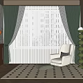 Green Curtains With White Blinds White Armchair Green Ottoman And Black White Checkered Rug