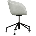 Modern Table and Chair Set with Gray Fabric Chair Black Metal Frame and Wheels