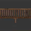 Wooden Outdoor Bench With Slatted Backrest And Armrests For Garden Seating