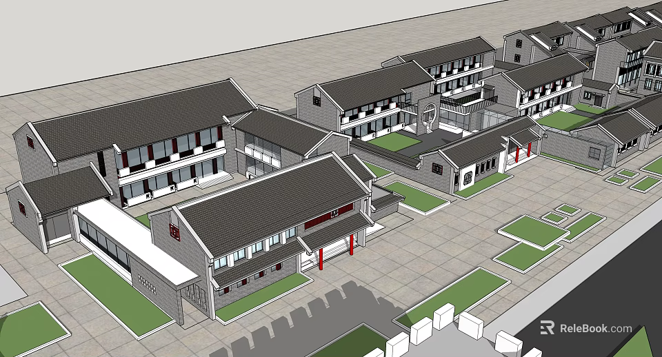 Traditional Chinese Courtyard Architecture Complex With Ancient Style Buildings And Courtyard Layout 3d model