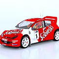 Red And White Rally Racing Car With Sobieski Branding