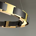 Modern Circular Pendant Light With Black And Gold Segmented Bands For Interior Lighting 3d model