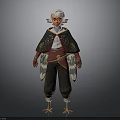 Fantasy Character Outfit With White Hair Colorful Embroidered Black Cape And Bird Like Feet