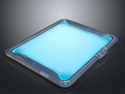 Modern Computer Touchpad Featuring Blue Glowing Surface And Silver Frame 3d model
