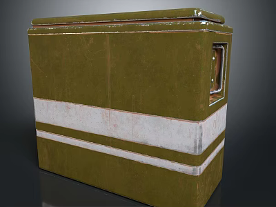 Green Rectangular Storage Box With White Stripes And Metal Trim For Home Organization 3d model