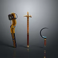 Fantasy Weapons Collection Featuring Hammer Sword And Sickle With Ornate Designs