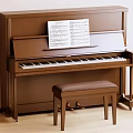 Wooden Piano With Sheet Music Bench Paintbrushes And Canvas In Art Studio