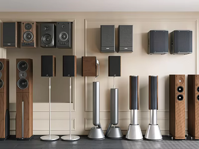 Stylish Headphones and Speakers Collection Featuring Modern Design and Various Types 3d model