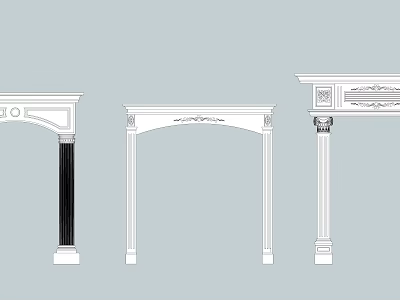 Various Styles Of Decorative Door Arches With Columns And Carved Details 3d model