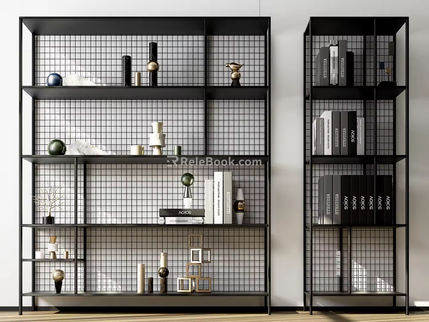 Industrial LOFT Bookshelf Iron Decorative Rack Display Cabinet Bookcase 3d model