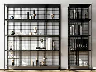 Industrial LOFT Bookshelf Iron Decorative Rack Display Cabinet Bookcase 3d model