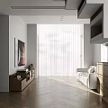 Open Plan Modern Living And Dining Space With Wood Furniture And Elegant Golden Decor Details