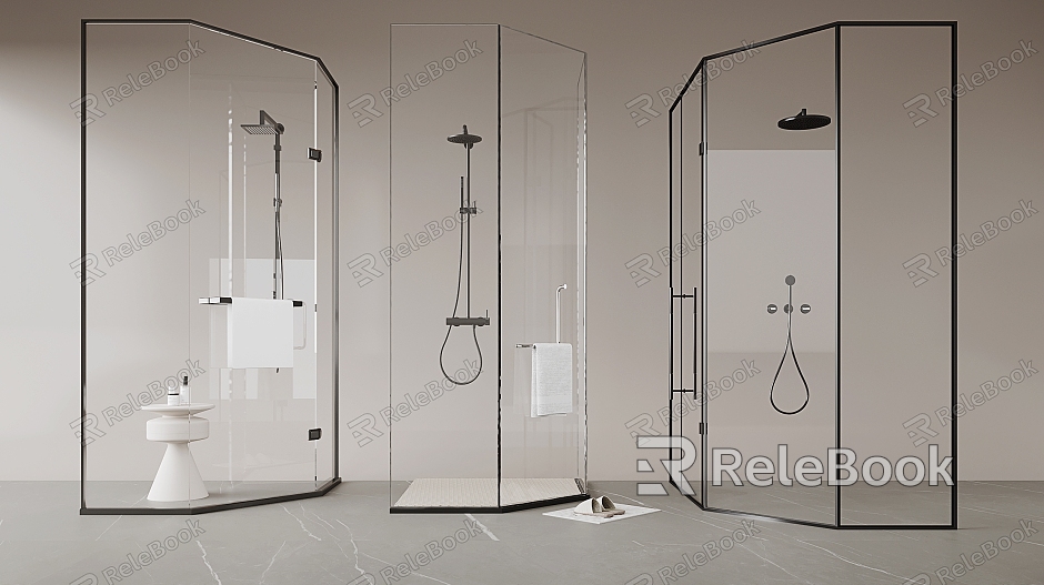 Modern Shower Room Shower Room Rain Partition Shower model