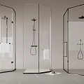 Shower Sauna Modern Design With Three Transparent Glass Enclosures And Shower Heads