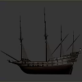 Ancient Wooden Ship 3D Model With Multiple Masts And Detailed Structure 3d model