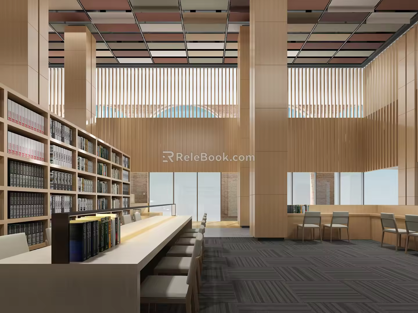 Modern Library Large Lobby 3d model