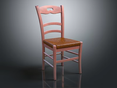 Modern Leisure Chair With Pink Wooden Frame And Brown Leather Seat Design 3d model