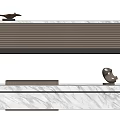 Modern Reception Desk Design With Marble Countertop And Decorative Bird Figurine Metal Sculpture