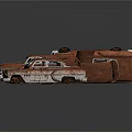 Rusted Old Vintage Car Models With Damaged Bodies And Scattered Parts On Dark Background