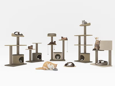 Multi Level Cat Tree Pet Living Supplies With Cat Bed Scratching Post For Cats 3d model