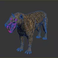 Realistic Honey Badger 3D Model With Open Mouth And Striped Fur