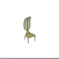 Three Modern Woven Back Leisure Chairs in Black and Green with Curved Unique Design