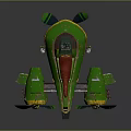 3D Rendered Green And Yellow Propeller Driven Vehicle With Dual Propellers And Cockpit