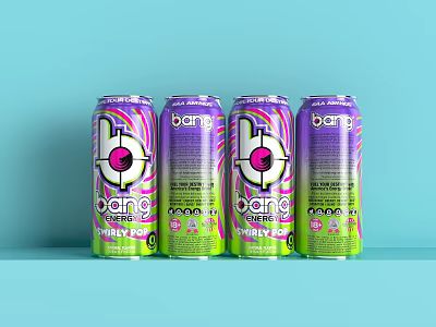 Bang Rainbow Unicorn Energy Drink Cans With Vibrant Purple Green Colors 3d model