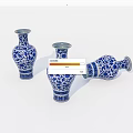 Blue and White Ceramic Vases With Traditional Patterns For Home Decoration 3d model