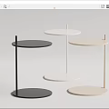 Modern Minimalist Side Tables with Round Top and Metal Frame in Black White and Beige
