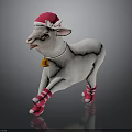 White Lamb Stuffed Toy With Pink Hat Striped Socks And Bell Accessory