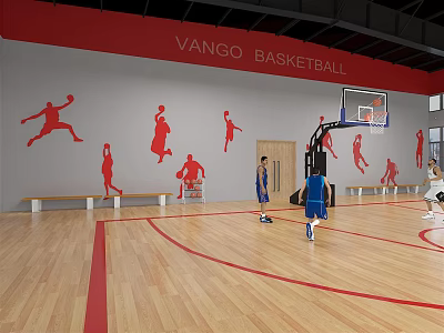 modern basketball stadium basketball player 3d model