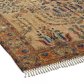 Vintage Square Rug With Floral Geometric Patterns And Multicolor Design For Living Room