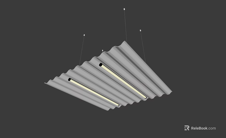 Contemporary Ceiling Design With Wavy Panels And Integrated LED Lighting Strips 3d model 