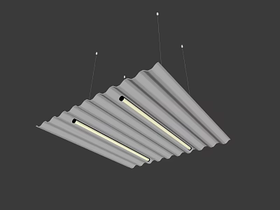 Contemporary Ceiling Design With Wavy Panels And Integrated LED Lighting Strips 3d model