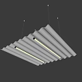 Contemporary Ceiling Design With Wavy Panels And Integrated LED Lighting Strips 3d model