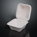 White Disposable Takeout Food Container With Open Lid And Divided Compartments 3d model