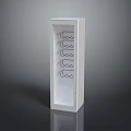Vertical White Cabinet With Transparent Door And Multiple Hooks For Storage Organization