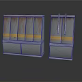 Gray Rusted Furniture Cabinets With Yellow Stripes And Drawer Door Design