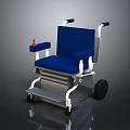 Heavy Duty Industrial Wheelchair with Blue Padded Seat Armrests and Durable Metal Frame
