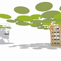 Modern Column Abstract Tree Component Building Interior Component 3d model