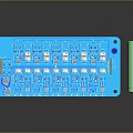 Blue Circuit Board With Various Electronic Components And Green Component 3d model