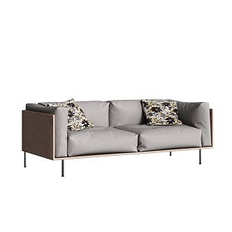 modern double sofa living room 3d model