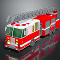 Red Fire Truck Featuring Extended Ladder Cab Windows And Wheels Design 3d model