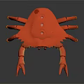 Orange Crab Figurine With Large Claws And Segmented Legs On Dark Surface