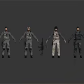 Game Movie Characters In Tactical Military Gear With Different Outfits And Weapon