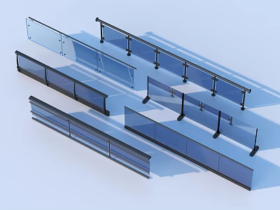 Various Modern Glass and Metal Railings with Stylish Designs for Interior and Exterior 3d model